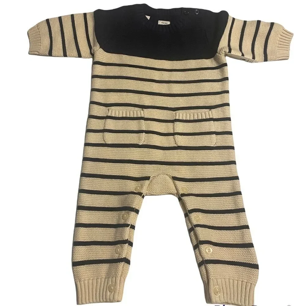 Baby Gap Cream & Navy Knit Brannon One Piece